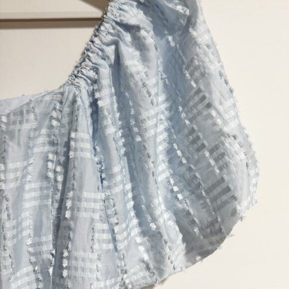 Baltic Born Women XS Sommer Short Dress Light Blue Puff Sleeves A Lime Textured - Picture 5 of 7